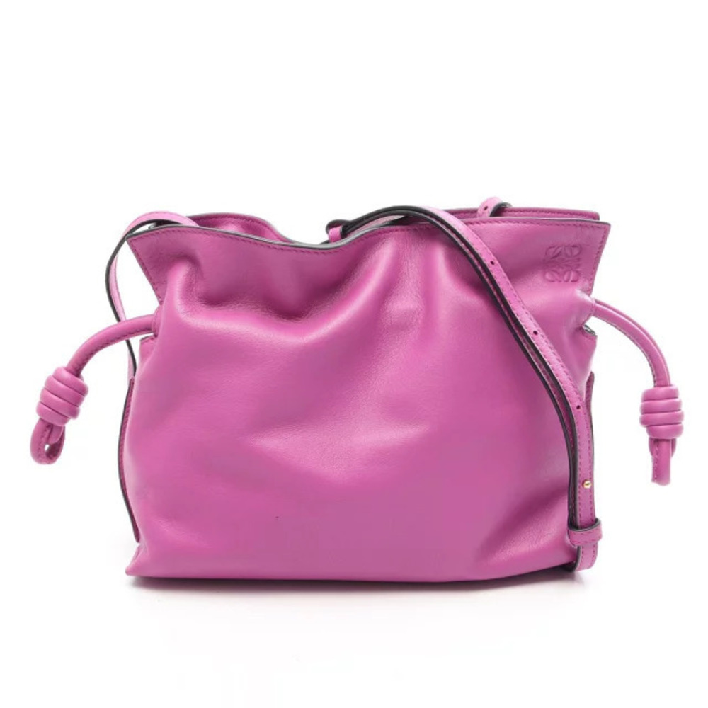 Loewe Flamenco Clutch Shoulder Bag Leather Purple